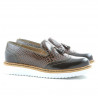 Damskie buty casual 659 lakierowane ciemnobrązowe kombinowane