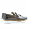 Damskie buty casual 659 lakierowane ciemnobrązowe kombinowane