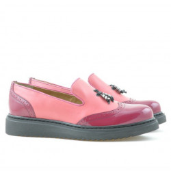 Damskie buty casual 659 lakierowane fuksja kombinowane