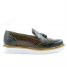 Damskie buty casual 659 lakierowane ciemnobrązowe kombinowane