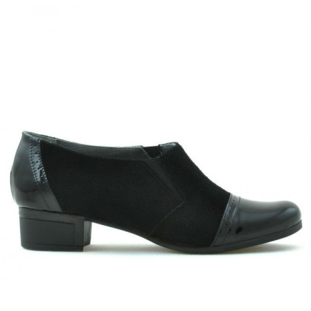 Casualowe buty damskie 651 czarny lakier łączony