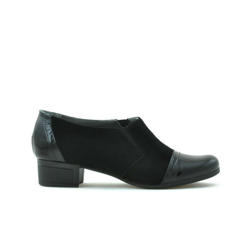 Casualowe buty damskie 651 czarny lakier łączony