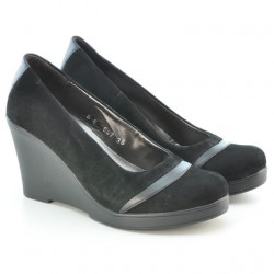 Buty casual damskie 647 czarny zamsz