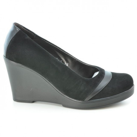 Buty casual damskie 647 czarny zamsz