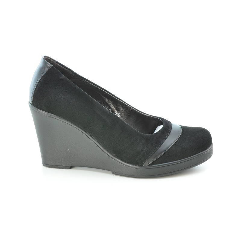 Buty casual damskie 647 czarny zamsz