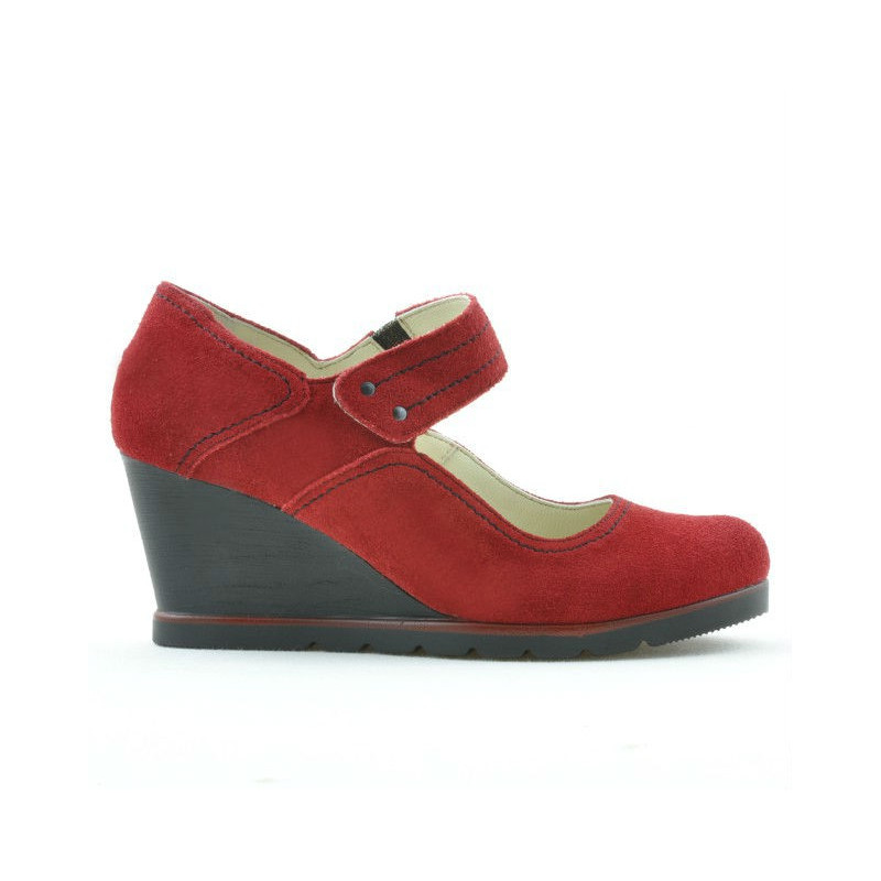 Casualowe damskie buty 199 czerwony zamsz