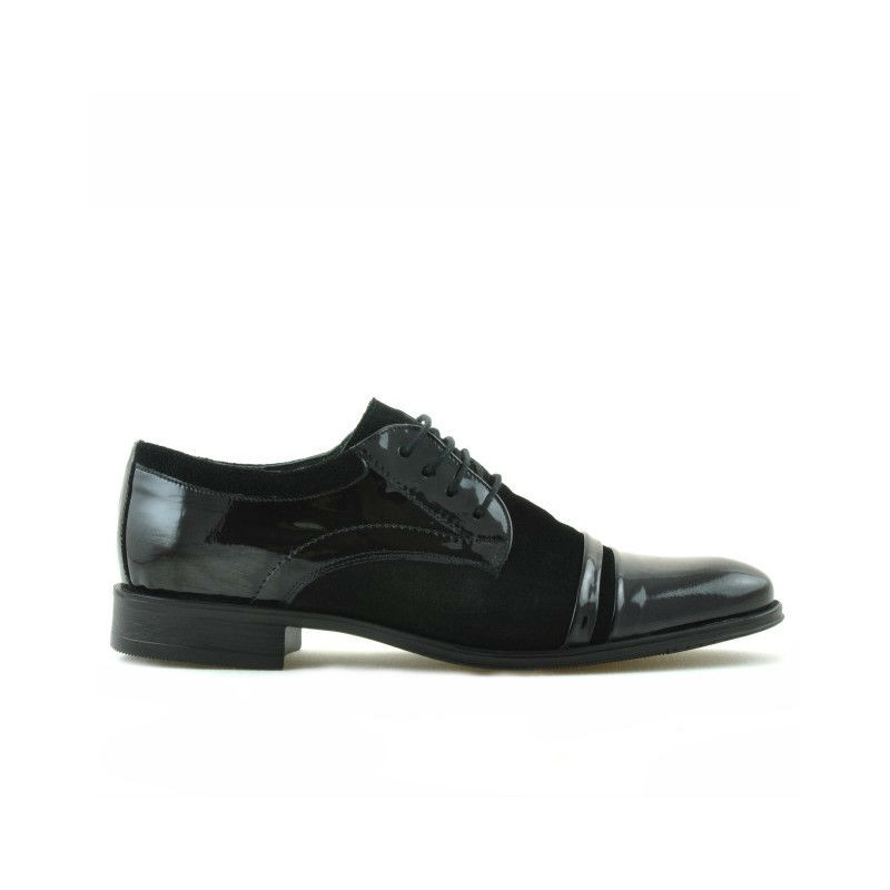Eleganckie buty młodzieżowe 391 z połączenia czarnego weluru