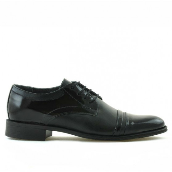 Eleganckie buty młodzieżowe 391 czarny lakierowany kombinowany