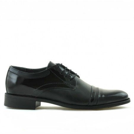 Eleganckie buty młodzieżowe 391 czarny lakierowany kombinowany