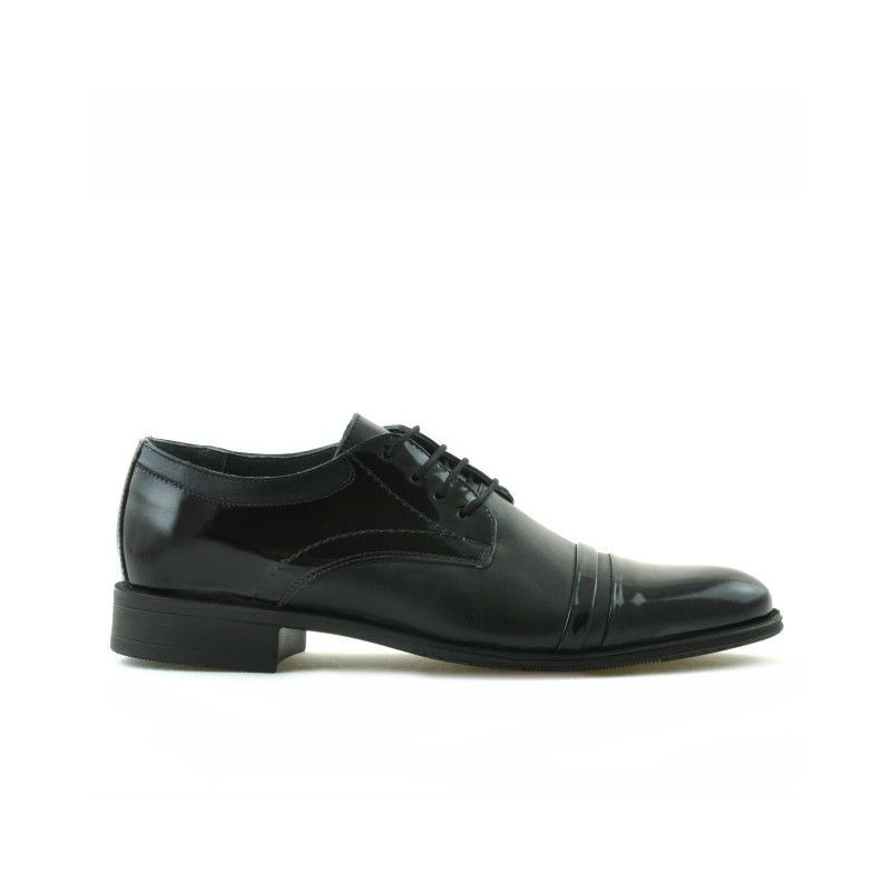 Eleganckie buty młodzieżowe 391 czarny lakierowany kombinowany