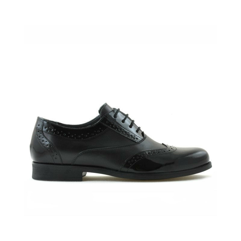 Eleganckie buty młodzieżowe 393 lakierowane czarne połączone