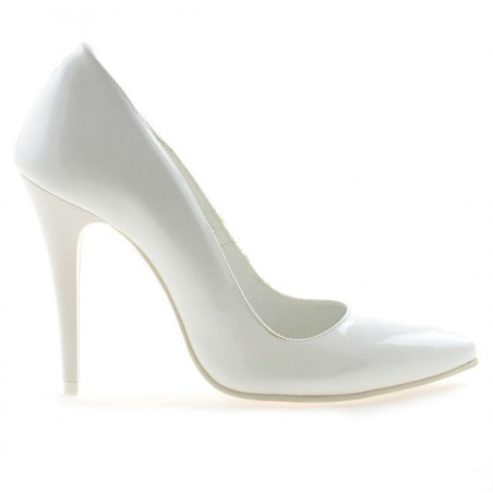 Eleganckie buty damskie 1241 lakierowane białe