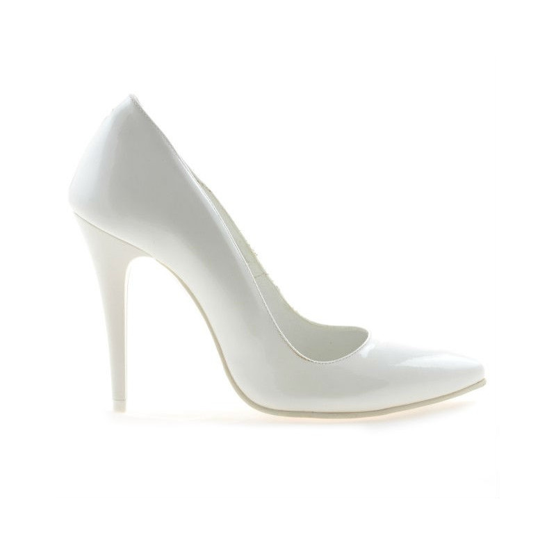 Eleganckie buty damskie 1241 lakierowane białe