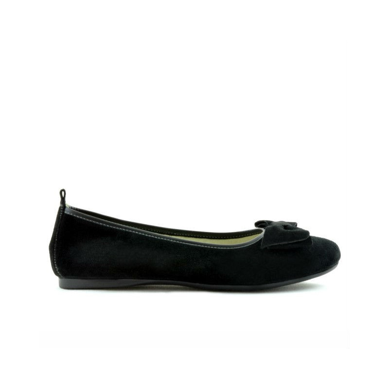 Baleriny damskie 638 czarny welur