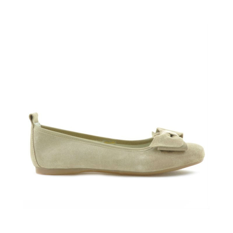 Baleriny damskie 638 piasek welur