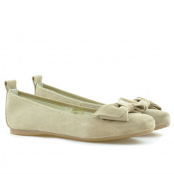 Baleriny damskie 638 piasek welur