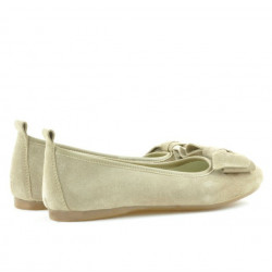 Baleriny damskie 638 piasek welur