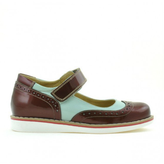 Buty dziecięce 153 bordo lakierowane kombinowane