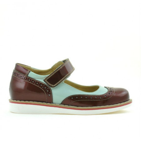 Buty dziecięce 153 bordo lakierowane kombinowane