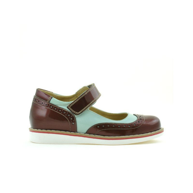 Buty dziecięce 153 bordo lakierowane kombinowane