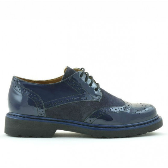 Damskie buty casual 663 lakierowane w kolorze indygo kombinowane