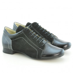 Damskie buty casual 645 lakierowane czarno połączone