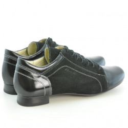 Damskie buty casual 645 lakierowane czarno połączone