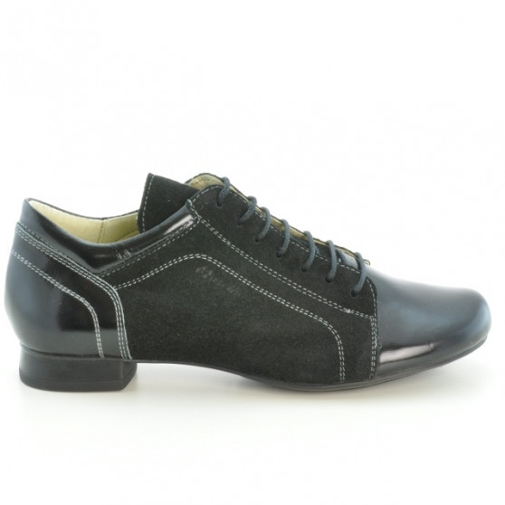 Damskie buty casual 645 lakierowane czarno połączone
