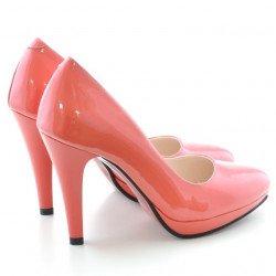 Damskie eleganckie buty 1233 lakierowane czerwone koralowe