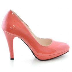 Damskie eleganckie buty 1233 lakierowane czerwone koralowe