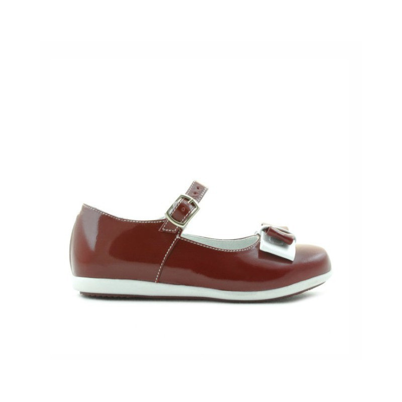 Buty dziecięce małe 51c lakierowane bordowe+białe