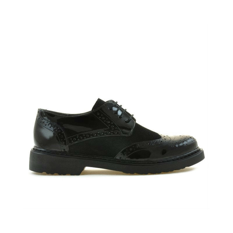 Damskie buty casual 663 w czarnej lakierowanej kombinacji