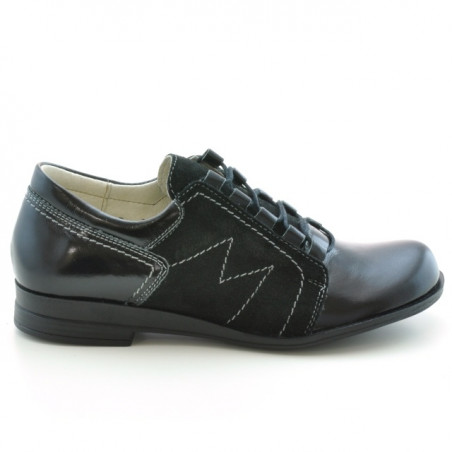 Damskie buty casual 608 czarna lakierowana kombinacja