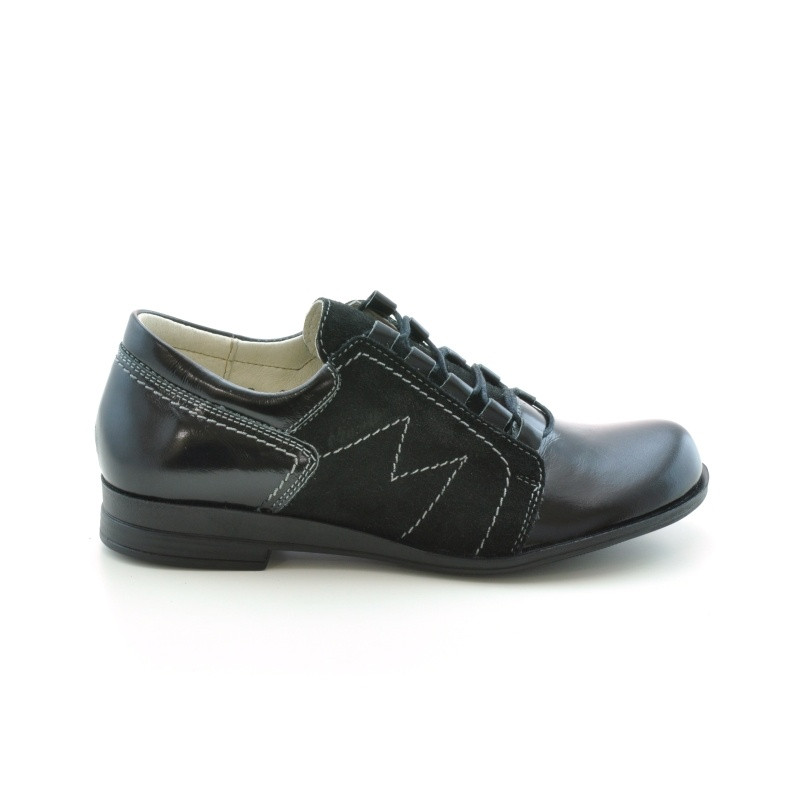 Damskie buty casual 608 czarna lakierowana kombinacja