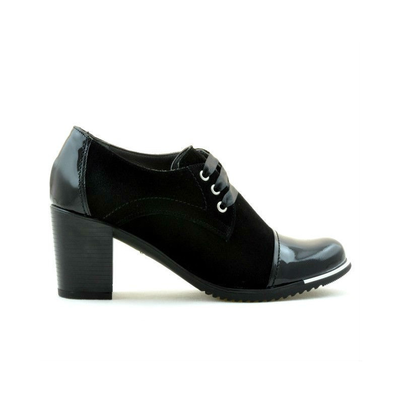 Damskie buty casual 667 czarny lakierowany łączony