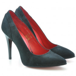 Eleganckie buty damskie 1230 czarne satynowe zamsz