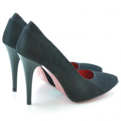 Eleganckie buty damskie 1230 czarne satynowe zamsz