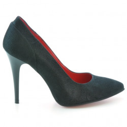 Eleganckie buty damskie 1230 czarne satynowe zamsz