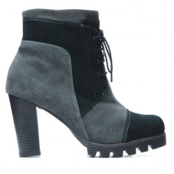 Botki damskie 1135 szare antilopy + czarne