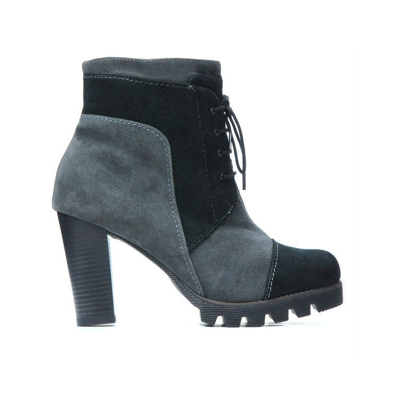 Botki damskie 1135 szare antilopy + czarne