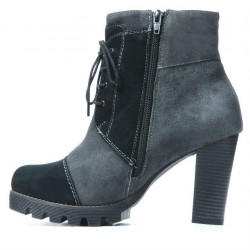 Botki damskie 1135 szare antilopy + czarne