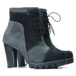 Botki damskie 1135 szare antilopy + czarne