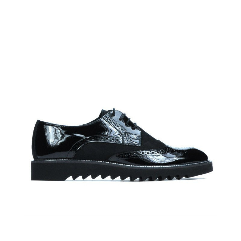Casualowe buty męskie 831 czarna kombinacja lakierowana