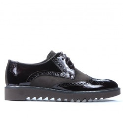Męskie buty casual 831 lakierowane połączenie kawy