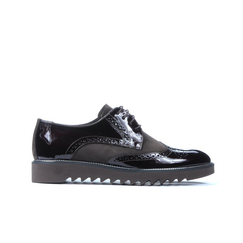Męskie buty casual 831 lakierowane połączenie kawy