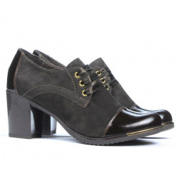 Damskie buty casual 667 lakierowane połączenie brązowe