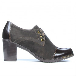 Damskie buty casual 667 lakierowane połączenie brązowe