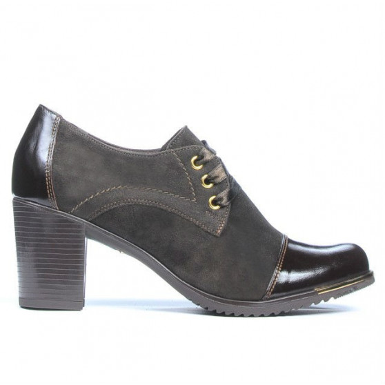 Damskie buty casual 667 lakierowane połączenie brązowe