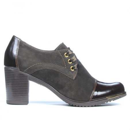 Damskie buty casual 667 lakierowane połączenie brązowe