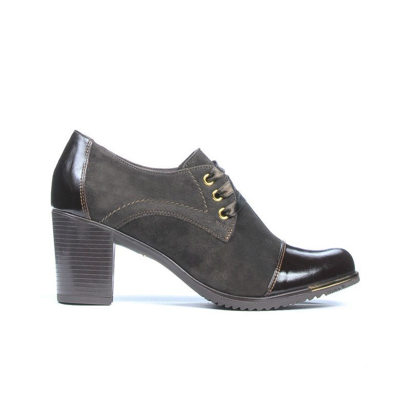 Damskie buty casual 667 lakierowane połączenie brązowe